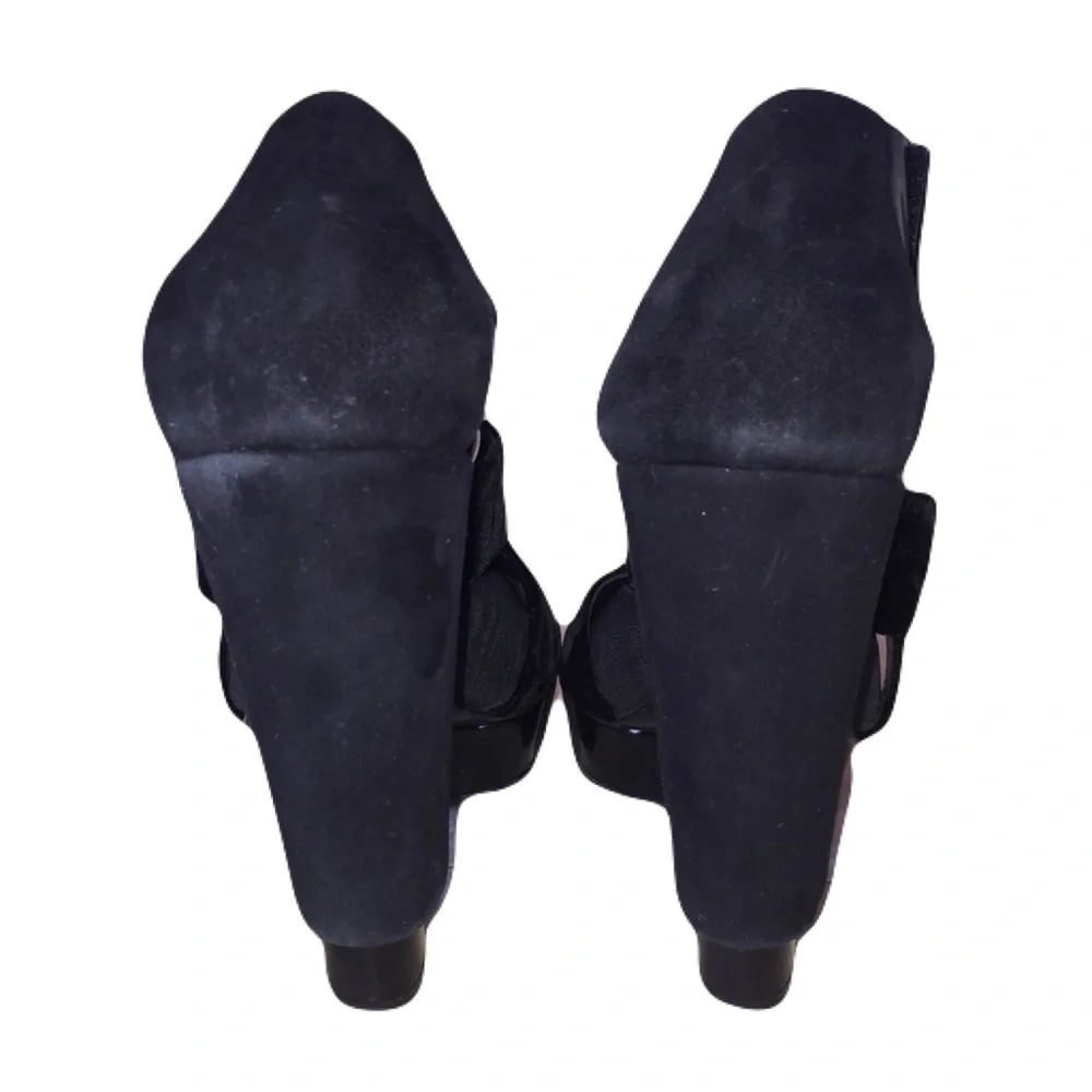 Pierre Hardy Black Mixed Materials, Leather Velvet, Strappy Platforms, Size 37